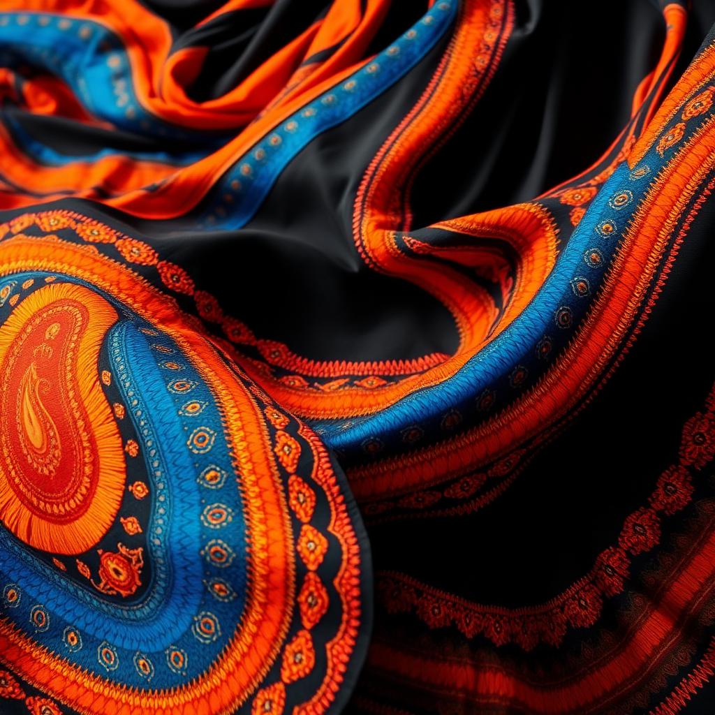 Close-up of a colourful Tanoura skirt in motion